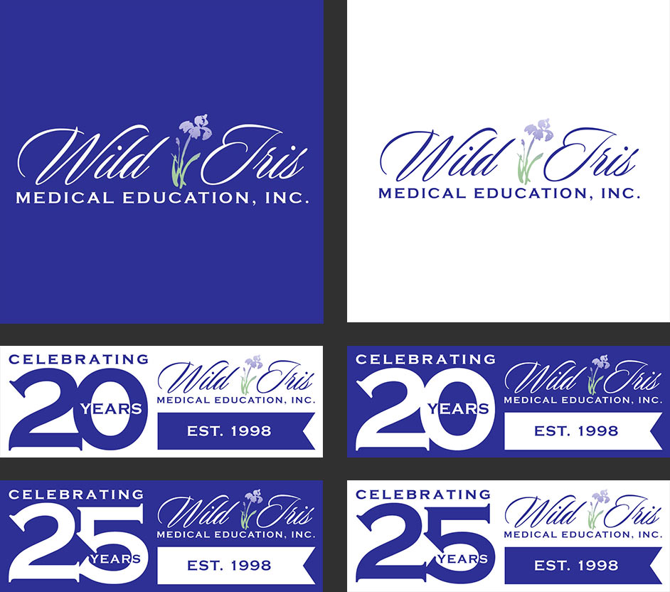 Wild Iris Logos including the 20th and 25th anniversary variations