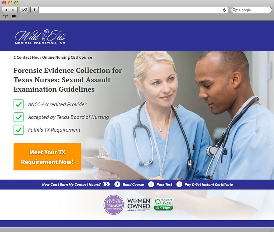 Wild Iris landing page Infection Control Training for NY Healthcare Professionals