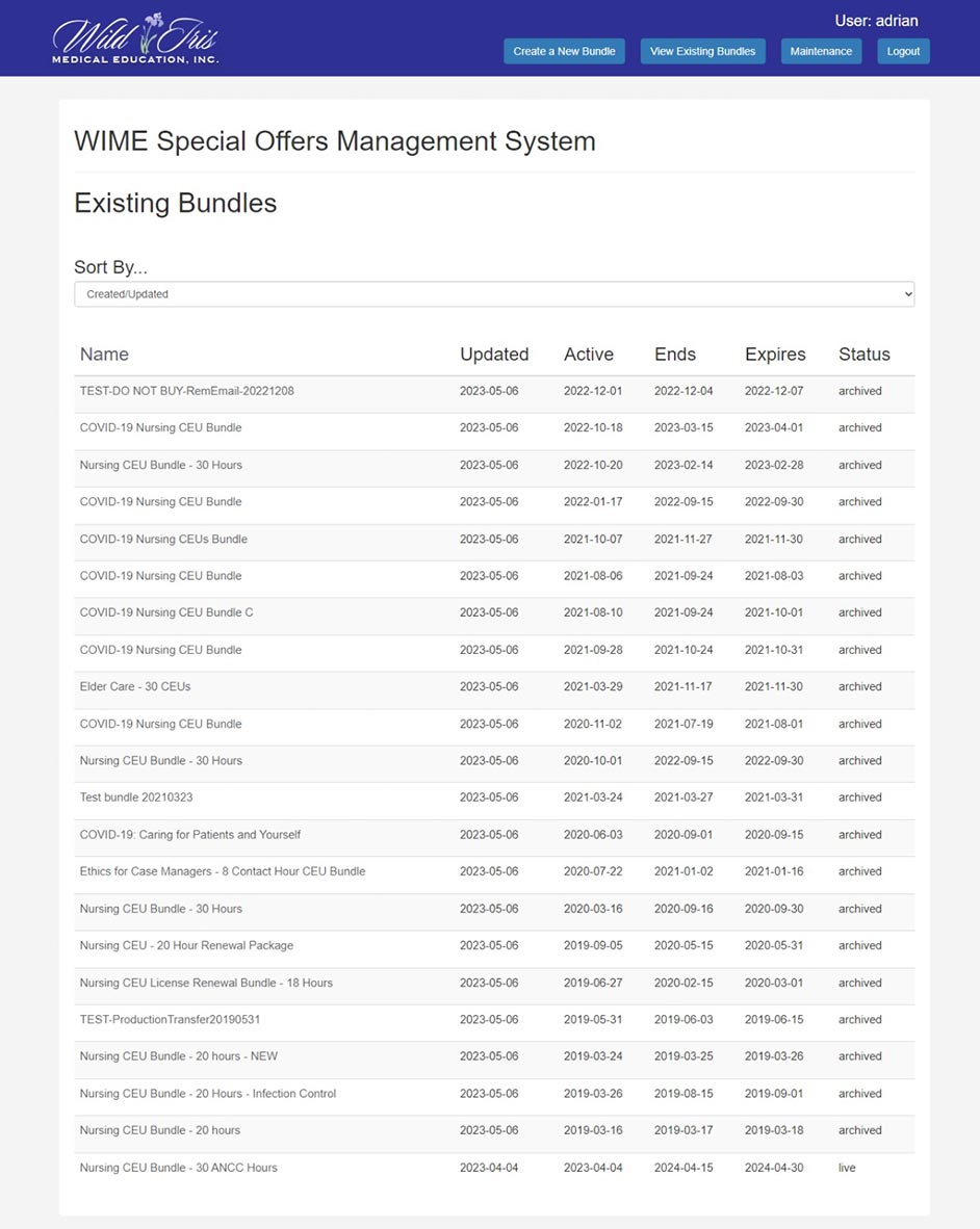 Wild Iris SOMS Final Screenshot of Package List